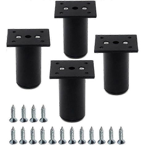 Pieds de meubles réglables en alliage d'aluminium avec vis, hauteur 7,6 cm, diamètre 3,8 cm, noir (lot de 4) (1/5)
