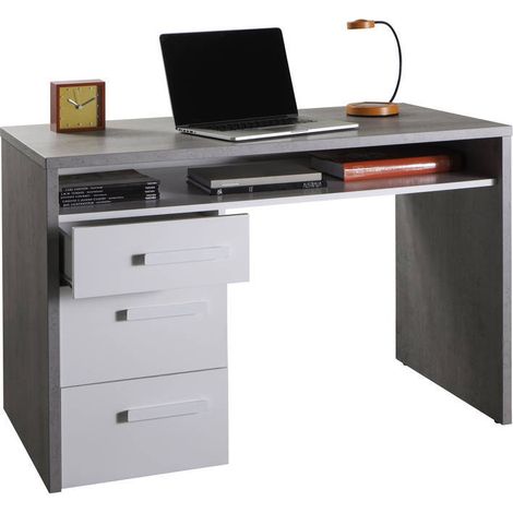 SCRIVANIA MOD. MIPIACE CM 110X60 H. 77 CEMENTO E LACCATO BIANCO