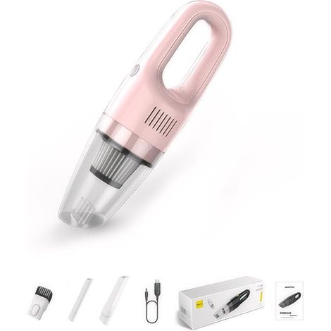 Aspirateur portable rose sans fil pour poils d'animaux, poussière, intérieur de voiture, de bateau et meubles