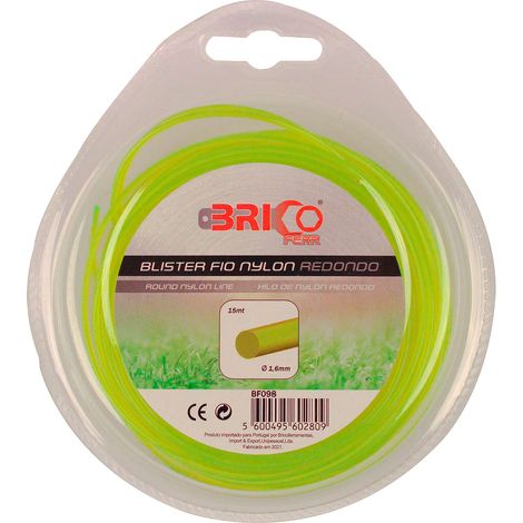 Bricoferr BF098-Filo per decespugliatore 1,6 mm, lunghezza 15 metri, rotondo