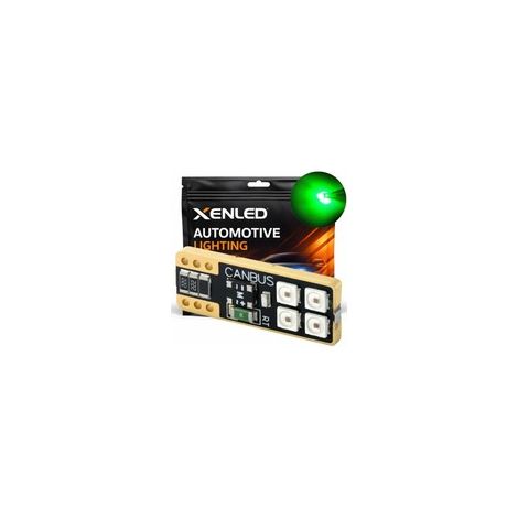 1 x AMPOULE W5W 4-LED VERT Super Canbus 128Lms XENLED (1/5)