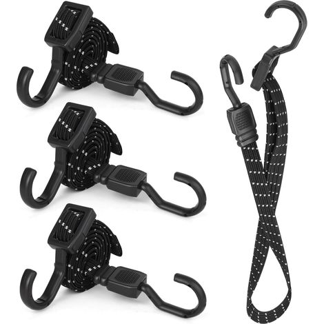 4 Pcs Tendeurs Elastique Crochets, 100cm Tendeurs élastiques Réglables Crochets, Corde Elastique Bache, sangles bagages, moto, vélo (1/5)