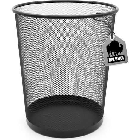 Poubelle - 1 Unité - Métal Noir - 20 Litres - Résistante - Pour Maison Et Bureau (1/5)