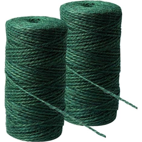 KLVGTIFS PU - 2 rouleaux de fil de chanvre vert pour jardin, fil de jute naturel pour le jardinage, les loisirs créatifs, 100 m (1/5)