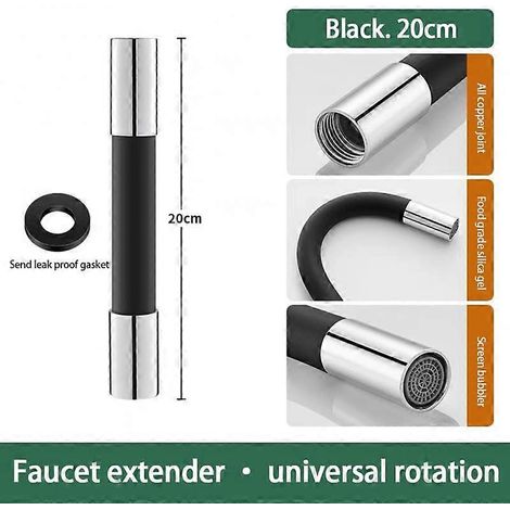 Embout de robinet, tube d'extension universel rotatif à 360°, rallonge pour robinet, accessoire anti-éclaboussures pour cuisine et salle de bain