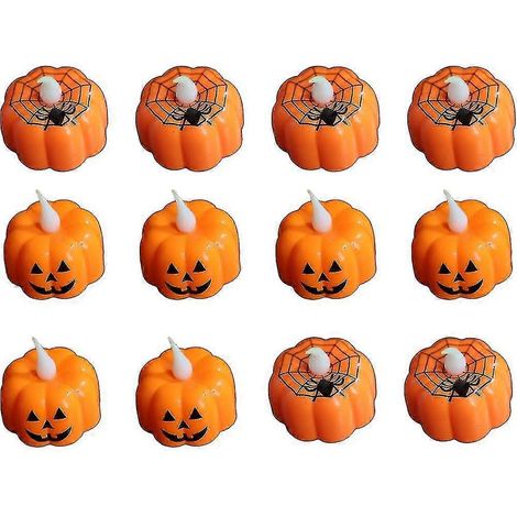 Bougies chauffe-plat citrouille scintillante, lot de 12, LED citrouille scintillante (1/5)
