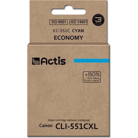 Encre Actis KC-551C (remplace Canon CLI-551C Standard 12 ml cyan (avec puce))