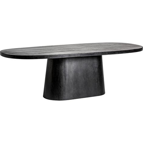 Table de salle à manger art déco en bois de manguier noir - Noir bois naturel (1/5)