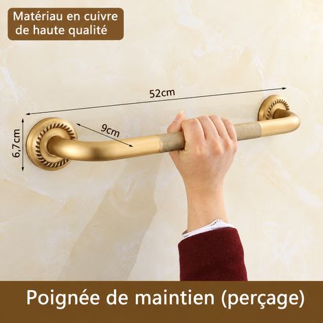 Barre d'appui salle de bain main courante 52 cm laiton style rétro antique 780 g – Livraison gratuite (1/5)