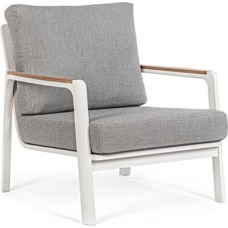 Poltrona C-C Jalisco Alluminio/Legno con Cuscino Bianca (1/5)