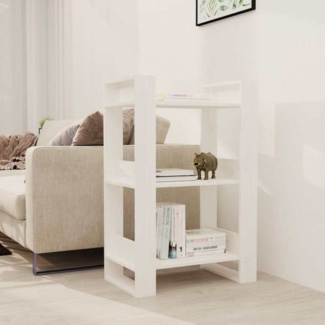 Bibliothèque/Séparateur de pièce Étagère de Rangement - pour Bureau Salon Chambre Cuisine Blanc 60x35x91 cm Pin solide BV668043 - BonneVie (1/5)