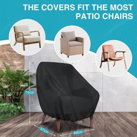 Housse de Chaise de Jardin 2 pièces, Housse pour Fauteuil 89x97x74cm, Housse de Protection pour chaises Extérieur, Tissu Oxford 420D Imperméable, bâche pour chaises de Balcon (1/3)