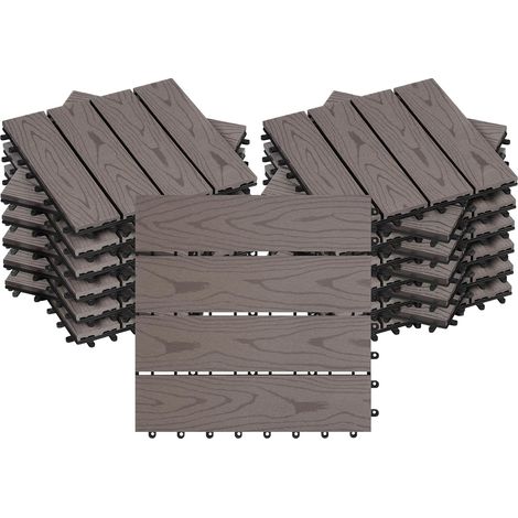 WOLTU Losetas Para Suelo Exterior Wpc (22 Paneles, 2 M², Café Claro)