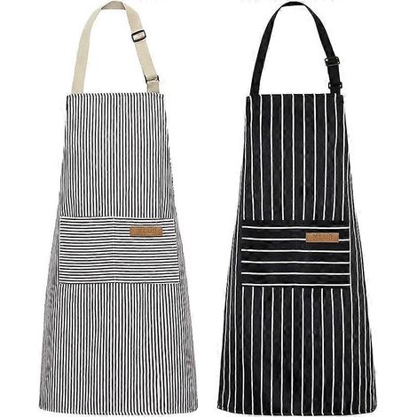 Lot de 2 tabliers de cuisine, tablier de chef souple à bavette ajustable (1/5)