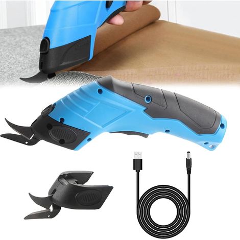 Forbici elettriche con 1 lama sostituibile, forbici senza fili, forbici per tessuti, taglierina universale, taglierina per cartone, taglierina rotante, taglia pelle e tessuti. (1/5)