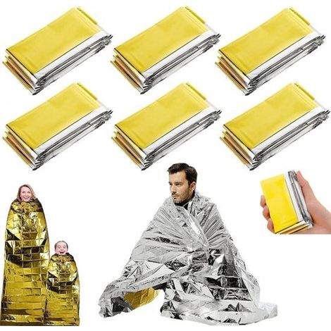 6 piezas de manta térmica impermeable de rescate de 210160cm, manta de emergencia, manta de supervivencia impermeable, mantas de rescate, manta de primeros auxilios, PE (1/5)