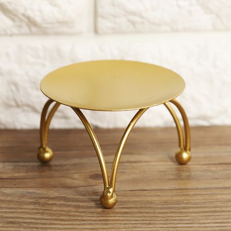 Bougeoir rond géométrique en fer forgé de style européen simple, ornement décoratif de table, ornement métallique créatif en trois dimensions. (1/5)