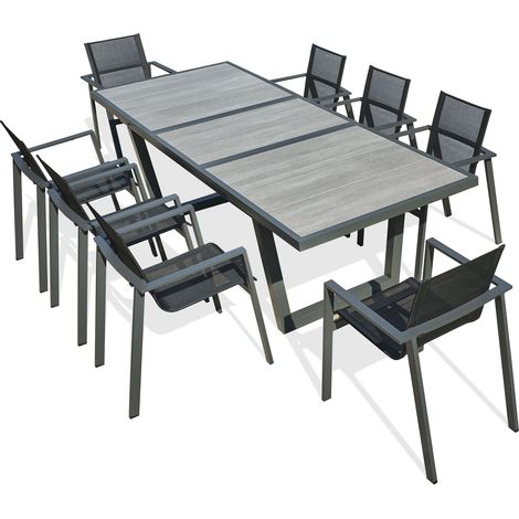 OLHOS - Set da pranzo da giardino 8 posti in alluminio - DCB GARDEN