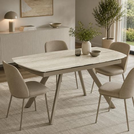 Table extensible céramique effet travertin 140-210 cm LORA