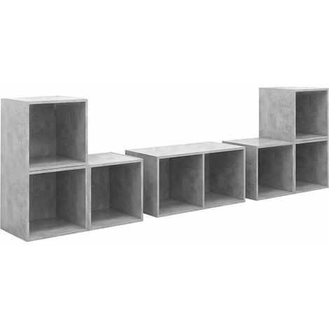 Maison Exclusive - Set Mobile TV 6 pz Grigio Cemento in Legno Multistrato (1/5)