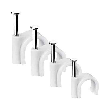 Lot de 400 Clips câble Ronds Solides et durables, Attache Câble, Range Fixation Câble électrique, 4 Tailles mm, 6 8 10 mm - pour Ranger Les câbles White-4/6/8/10mm (1/5)