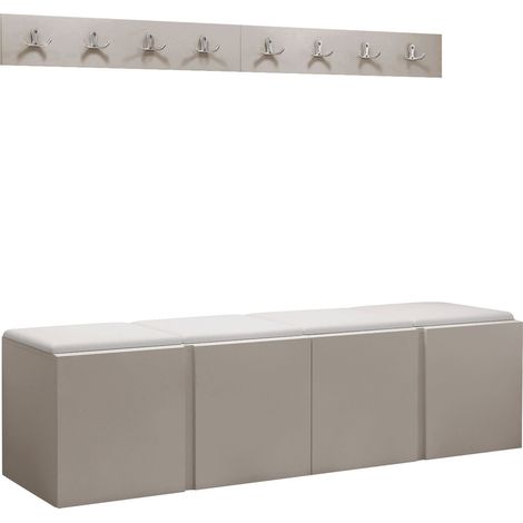 Conjunto para recibidor Pinis VII, Cachemira, 0x0x0cm, Cuero ecológico, Aglomerado laminado, Colocada, Montada en la pared