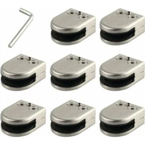 Pince De Verre 8 PCS 8-12mm En Acier Inoxydable 304 Clip En Verre Pince Support Dos Plat Finition Chromig pour Balustrade (1/5)