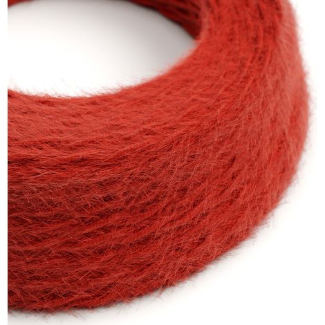 Creative-Cables, Cavo elettrico rivestito in tessuto, Rosso Fuoco TP09, 2 x 0,75 mm², 50 m, Trecciato, Peloso