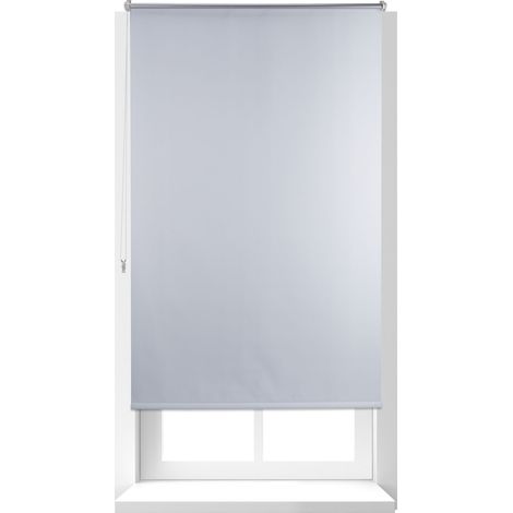 Relaxdays Estor Opaco Enrollable sin Taladrar, Tela-Aluminio, Ancho Tejido 96 cm, 100 x 160 cm, Blanco