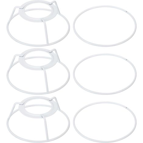 4 Inch E26 E27 Lamp Shade Ring Frame 3 Pack White with European Installer Shade Bracket Wire Frame DIY Drum Ring for Table Floor Lamp (1/5)