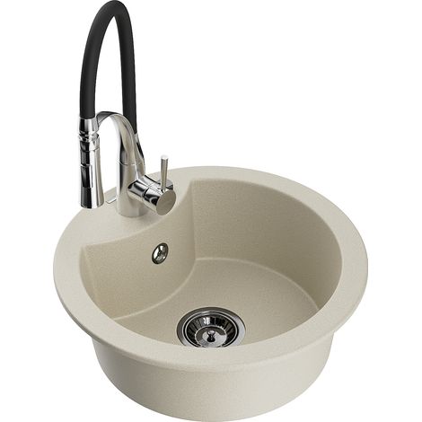 Mexen Diego Granitspüle 1-becken mit Küchenarmatur Aster, beige - 6512-69-73450-07-B (1/5)