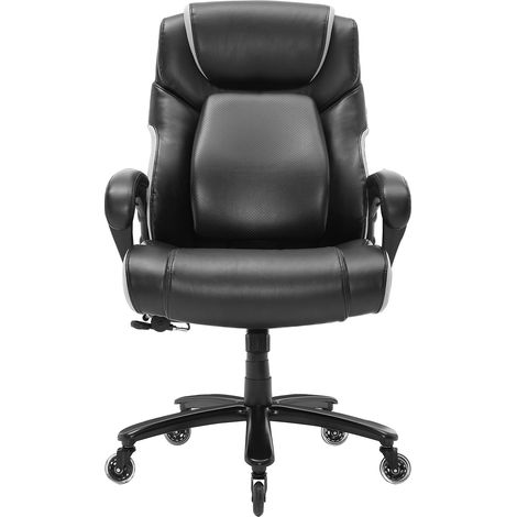 Mophorn Schwerlast-Bürostuhl von, groß und hoch, Tragkraft 180 kg, verstellbare Lendenwirbelstütze, breiter, dick gepolsterter Sitz, stabile Metallbasis, leise Rollen, ideal für lange Arbeitsstunden