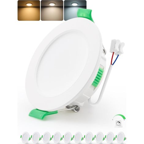 Spot LED Encastrable Salle de Bain IP44, Trou 55mm - 68mm, 230V, 4W, Blanc Chaud/Neutre/Froid, Spots de Plafond Extra Plat pour Cuisine Chambre Salon, Lot de 6