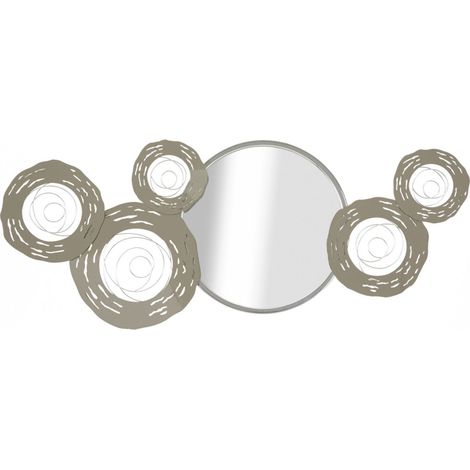 Décoration Murale Avec Miroir "Hop" 106cm Argent