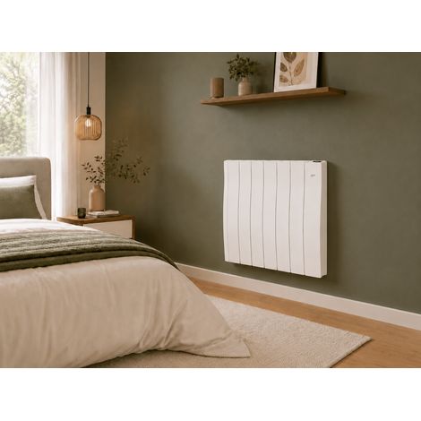 Radiateur à inertie fluide connecté 1500W – Surface de chauffe 10 à 14m² – Régulation électronique PID – Fixation murale rapide