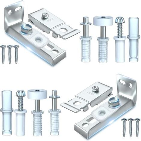 [MAI UTILIZZATO]Kit di riparazione per ferramenta per porte a soffietto - Confezione da 2 pezzi di ricambio per porte scorrevoli a soffietto per armadio, include staffa superiore e inferiore, perno da (1/4)