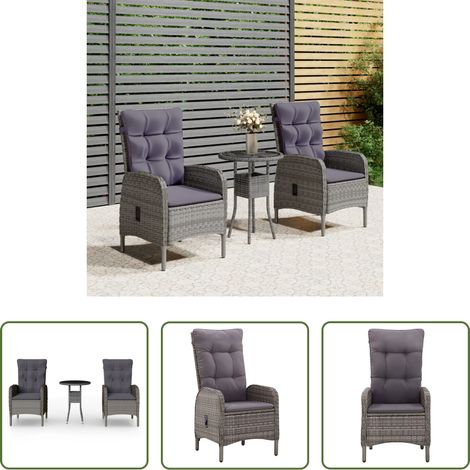 Gartenmöbel - 3-tlg. Garten-Bistro-Set Poly Rattan Grau (1/5)
