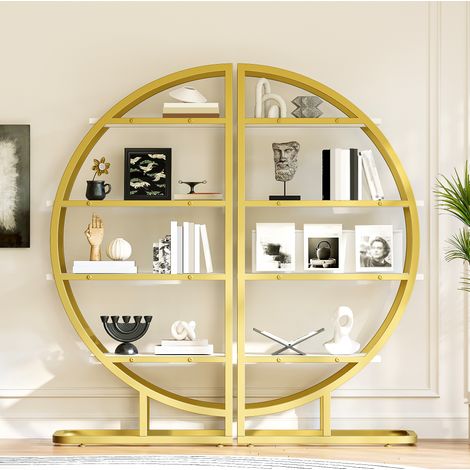 Mueble estantería modular 2 piezas MDF 120x30x130 cm OKMYHOME (1/5)