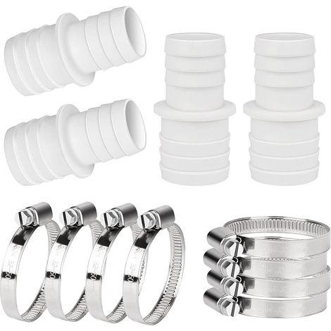 Lot De 4 Raccord De Tuyau, Adaptateur De Tuyau De Piscine, Raccord De Tuyau Avec Colliers De Serrage, Adaptateur Raccord Piscine, Adaptateurs De Tuyau Ø 32 à 38 Mm Pour Piscine (32-38) (1/5)