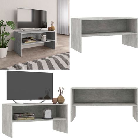 Meuble TV Gris béton 80x40x40 cm Bois d'ingénierie - Meuble Tv - Meuble Téléviseur - Unité Tv - Étagère Murale - Rangement Tv - Home & Living (1/5)