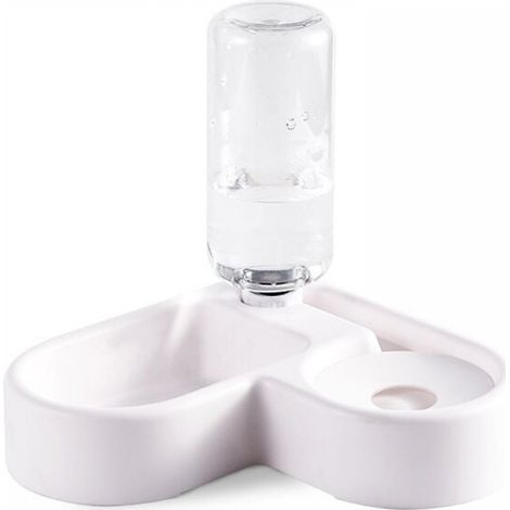 (White)2 in 1 Automatic Pet Water Fountain Food Dispenser (1/4)