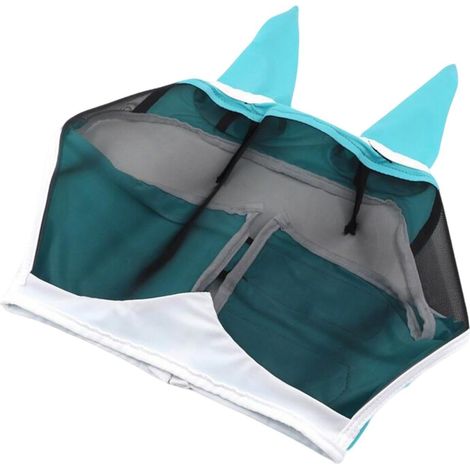 Fliegenabwehr für Pferde – Maske  Atmungsaktives Netzgewebe mit UV-Schutz, Halbgesichtsmaske mit Ohren und elastischem Kopfband, für Rinder, Kühe, Bauernhof, ländliche Gegend, alle Jahreszeiten