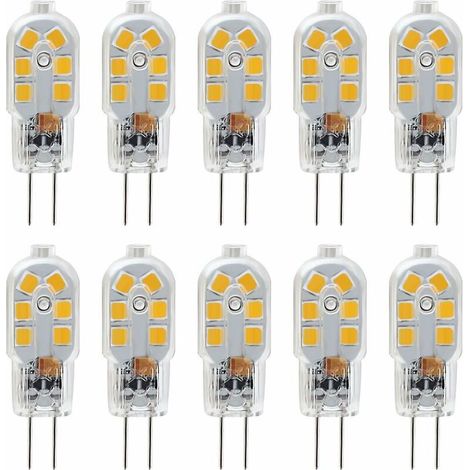 Ampoule LED G4 12V, 1W Equivalent 10W Halogène Lampe, Pas De Scintillement 200LM, Blanc Chaud 3000K, 360° Angle de Faisceau, Non-Dimmable, Pack de 10 (1/4)