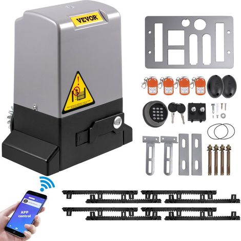 Portail coulissant jusqu'à 1800 kg - kit motorisation pour allée, rail 4 m, contrôle APP et 4 télécommandes (1/5)