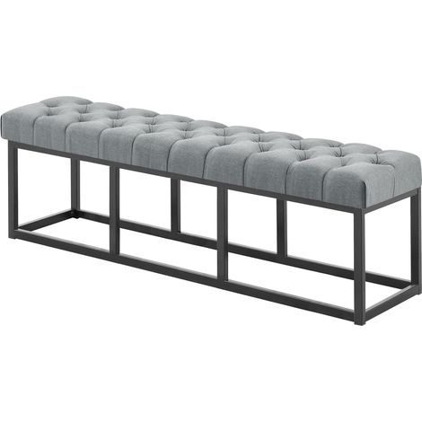 Banc capitonné rembourré 150 cm tissu gris foncé avec structure en métal noir design contemporain 100008613 (1/5)