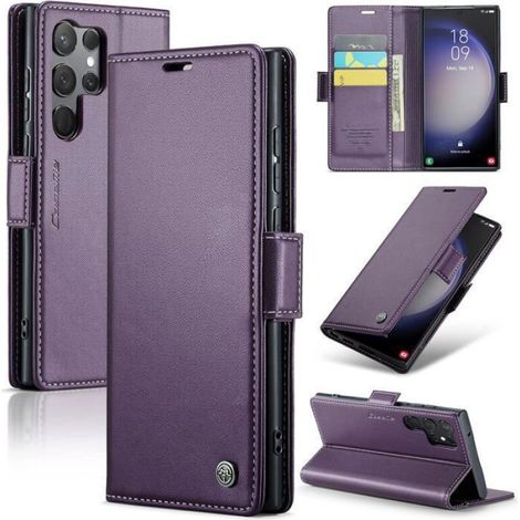 Coque Folio Pour Samsung Galaxy S23 Ultra - Portefeuille RFID - Support Horizontal - Fermeture Magnétique - Cuir PU + Doublure TPU - Violet (1/5)