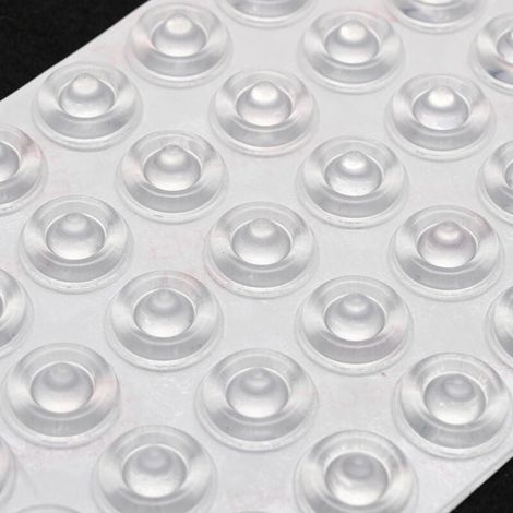 50 patins de protection silicone transparents autocollants, amortisseurs silencieux anti-choc pour poignées de porte (1/4)