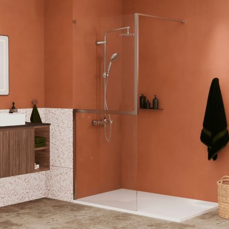 Paroi de douche 140x200 cm KINEDO Walk-in Twinset en 2 parties Chromé (1/5)