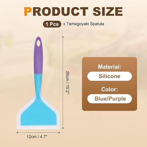 Spatule Tamagoyaki en silicone, large spatule à omelette antiadhésive résistante à la chaleur, pelle à crêpes, ustensiles de cuisine pour la cuisine, les œufs, la pizza, le steak, bleu (1/5)