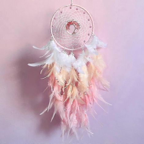 Attrape-rêves Arbre de Vie fait main, grand attrape-rêves en plumes, décoration murale pour chambre (1/4)